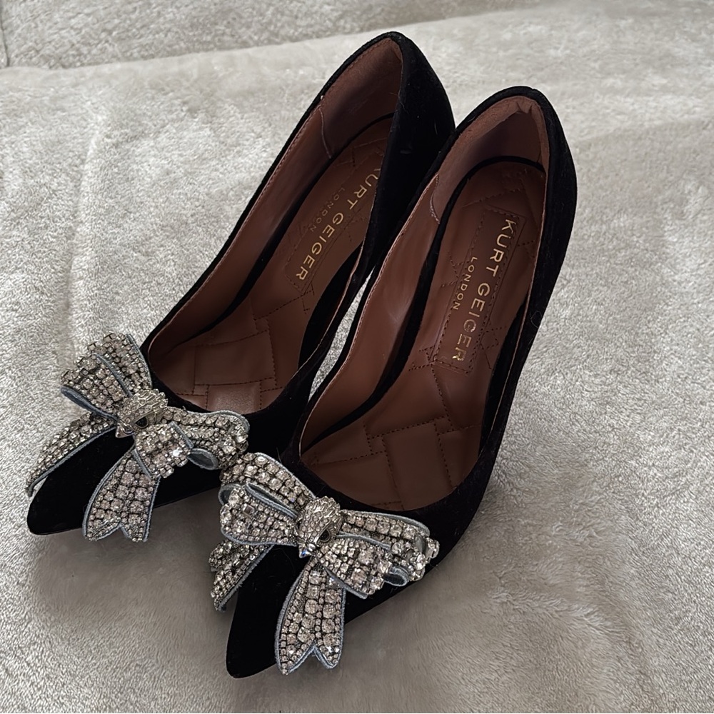 Kurt Geiger Black Heels with Crystal Bow